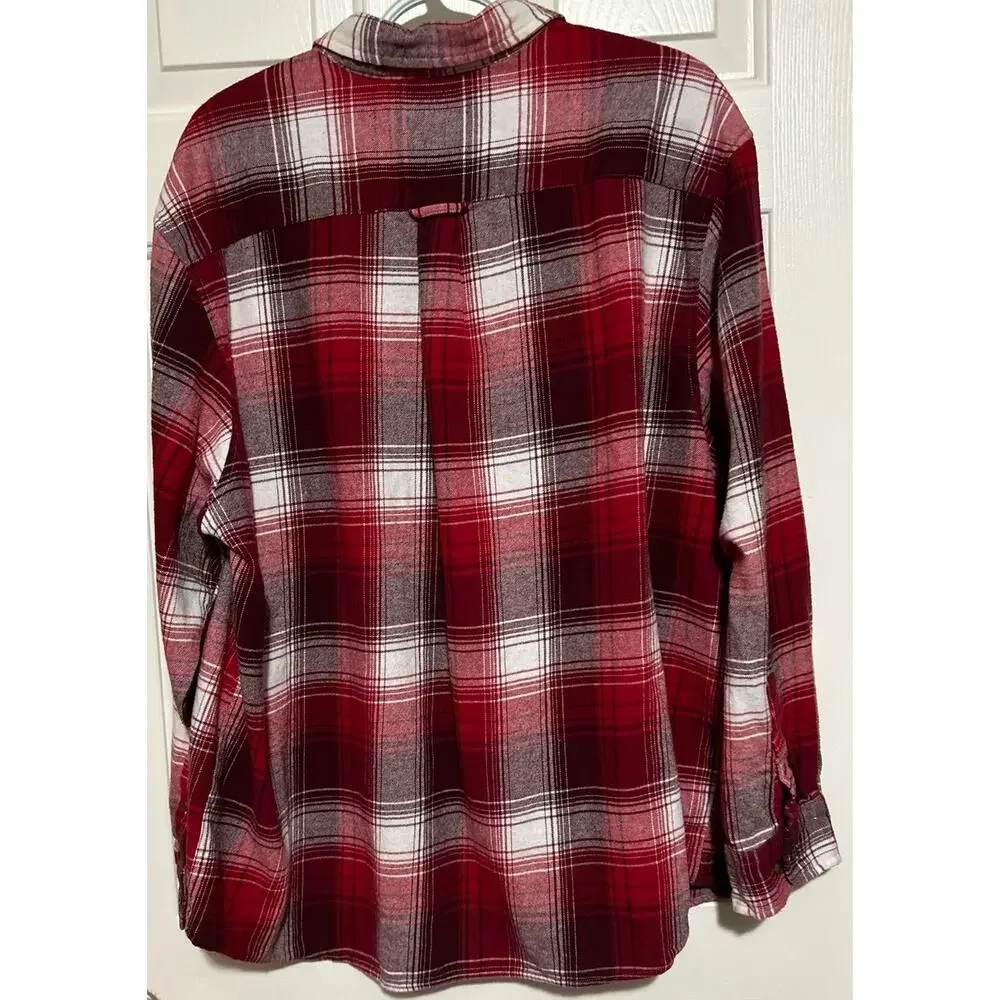 Saddlebred Men's Red White‎ Plaid Long Sleeve Button Down Flannel Shirt Size 2X